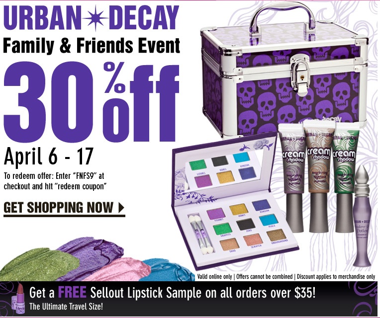 Urban Decay Friends and Family Discount Code FNFS09