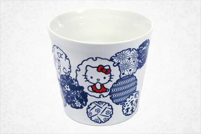 Hello Kitty Ceramic Cup - Blue Pattern